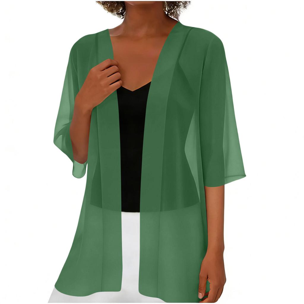 Women's Chiffon Short Cardigan Lightweight Open Front Cover Up Sun Protection Shawl Casual Outerwear