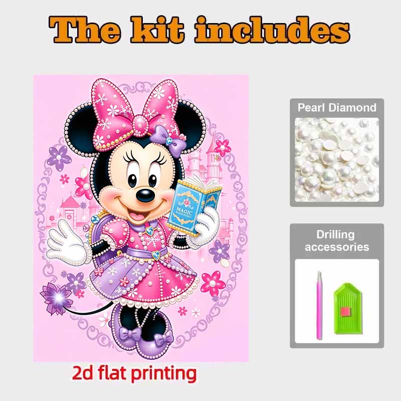 Disney Pearl Art Painting Home Wall Decor Minnie Mouse Pearl Gemstone Painting Picture Crafts Adult/Beginner Gift Creative Home Decor Unframed