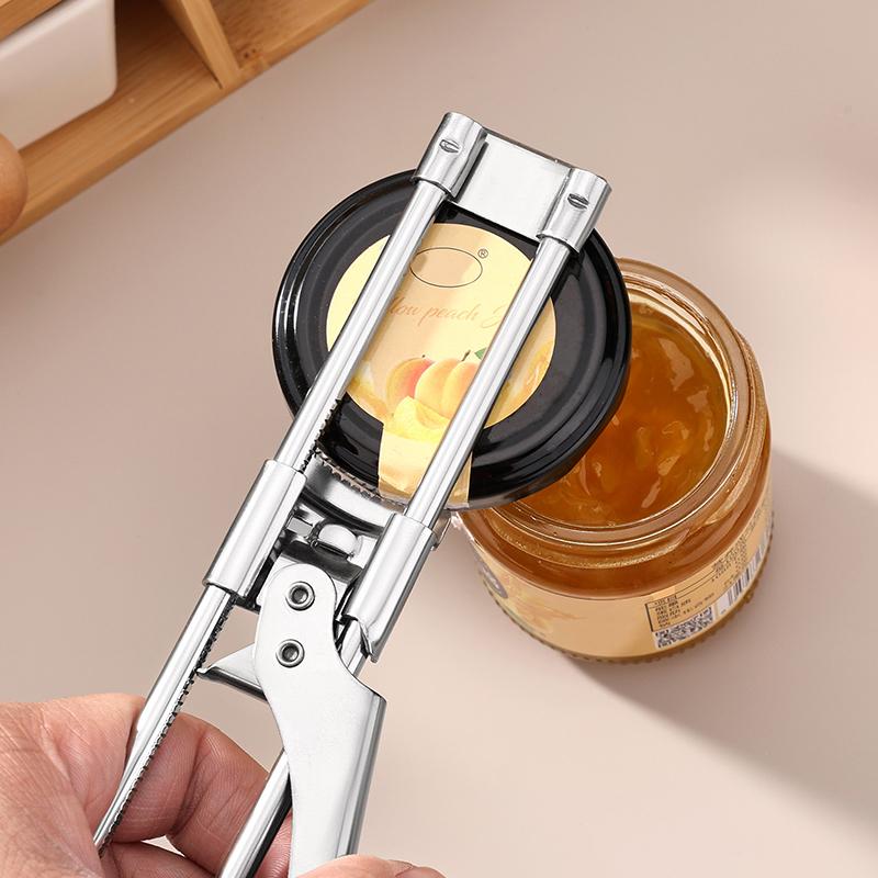Non-slip Stainless Steel Can and Bottle Opener, Adjustable Handheld Can Opener for Easy Use
