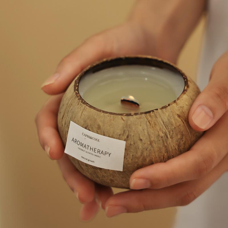 Coconut Shell Scented Candle Gift Box - Creative Bedroom Fragrance Souvenir