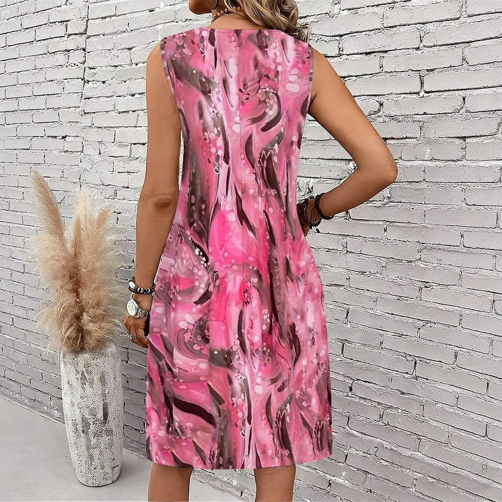 Plus Size V Neck Sleeveless Misty Canyon Waterfall Print For Wilderness Sightseeing Trip