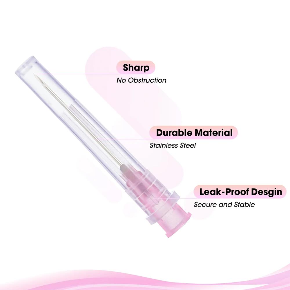100pcs/Box Sterile Pointed Syringe Needles 1inch 1.5inch 18G-27G Stainless Steel for Liquid Dispensing Lab Vet Pet Injection