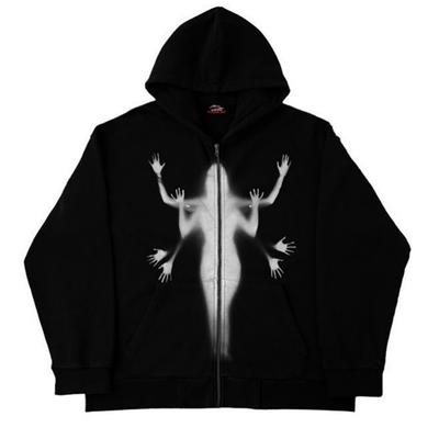 Bluza z kapturem OverSize zapinana na zamek błyskawiczny Kurtka z nadrukiem anioła Luźny długi rękaw Kieszenie Streetwear Hip Hop Moda Męska Damska Płaszcz