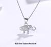 925 Sterling Silver Full Diamond Little Elephant Pendant Necklace for Women