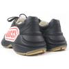 Pristine GUCCI Low cut sneakers Ryton With logo black leather mens 6.5 523609 Used