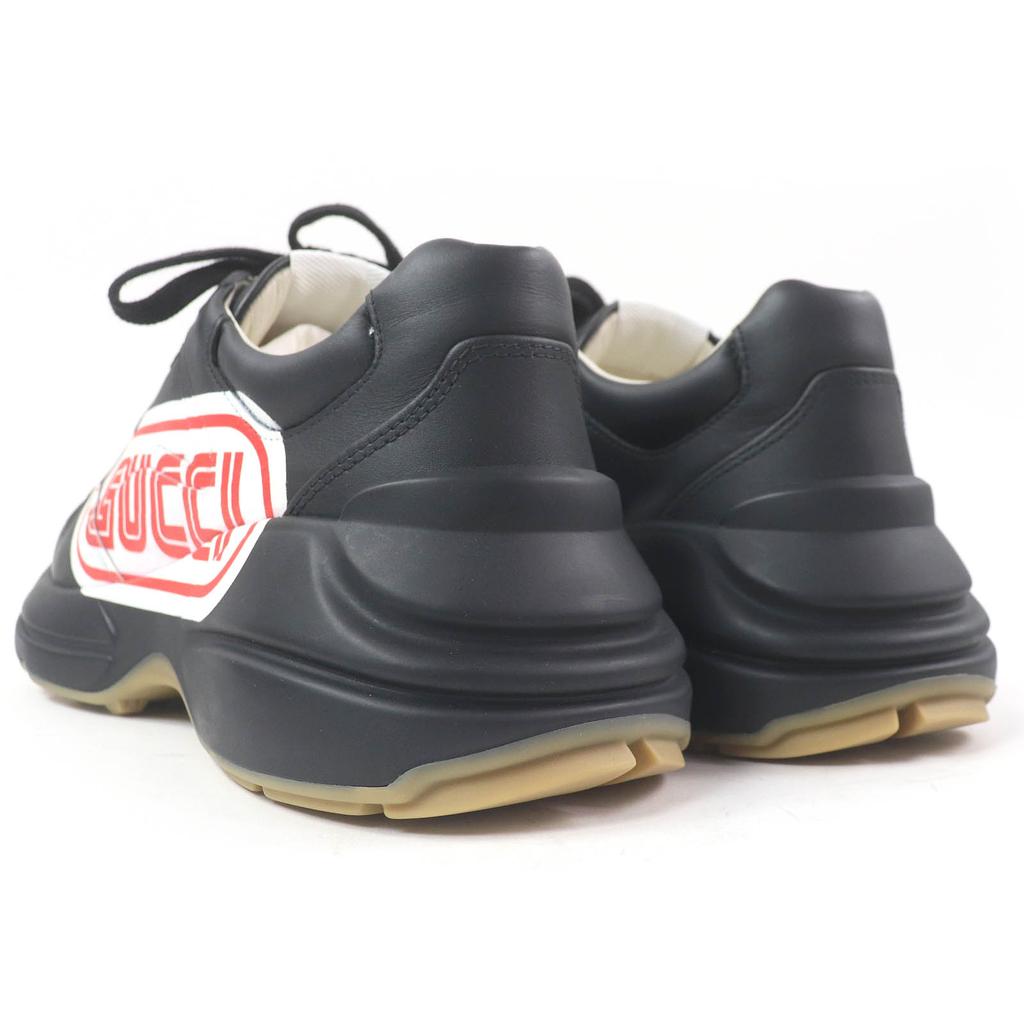 Pristine GUCCI Low cut sneakers Ryton With logo black leather mens 6.5 523609 Used