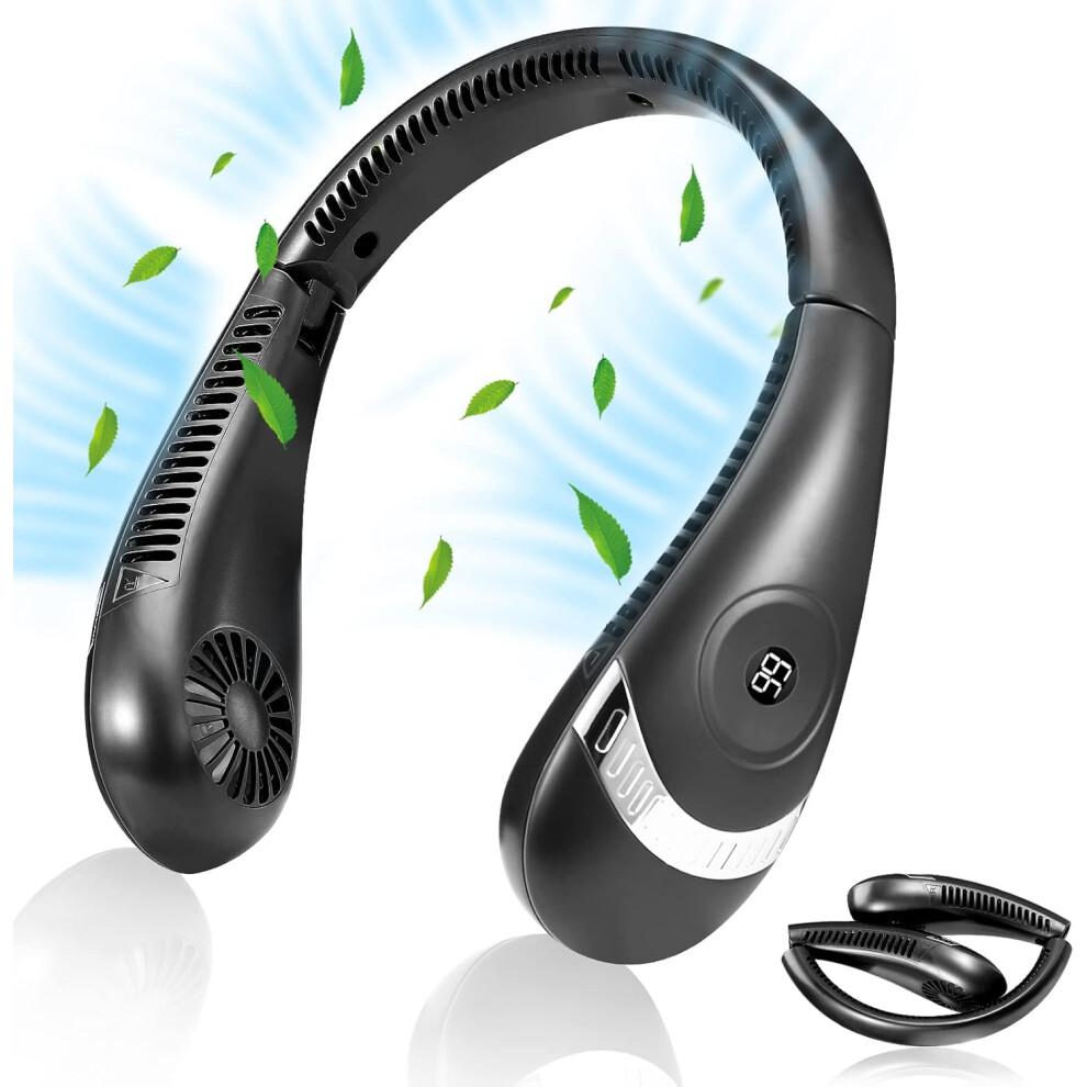 Portable Neck Fan for Summer Comfort, Rechargeable Wearable Personal Fan with Low Noise Design Comfortable Fit, Hands Free Bladeless Fan with USB Char