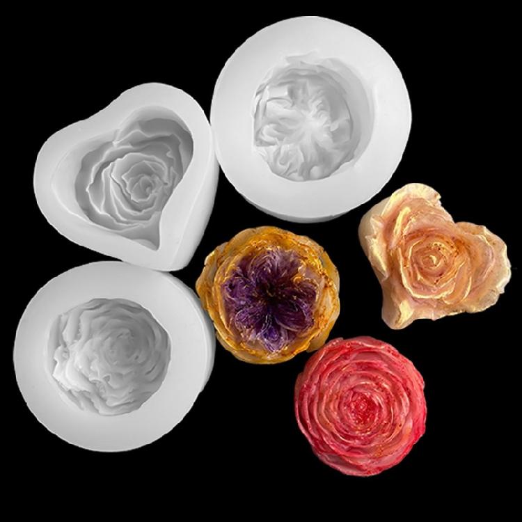 3D Rose Candle Mold Heart Rose Flower Silicone Mold Silicone Scented Candle Mold