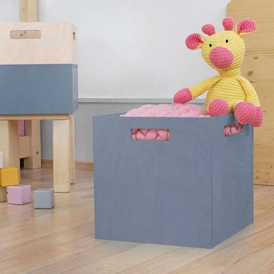 Wooden Storage Box Model 1 - Handles - Grey - 33 X 33 X 37 Cm