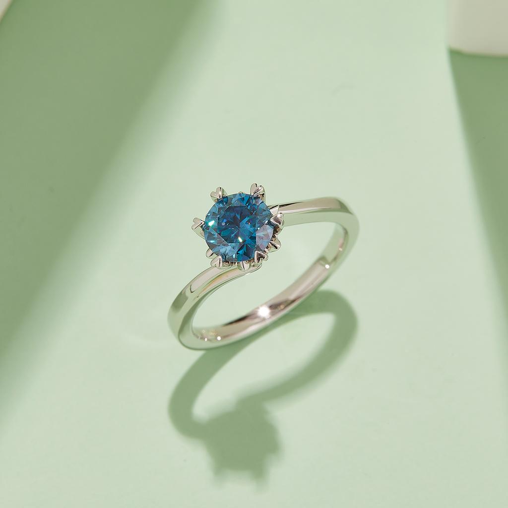Twisted Shank Classic Snowflake S925 Sterling Silver Rhodium Plated 1ct D Color Moissanite Luxury GRA Certified Women's Ring