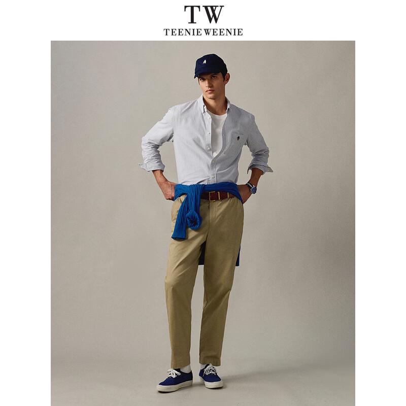 Teenie Weenie Men's American Casual Striped Oxford Long-Sleeve Shirt