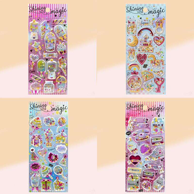 S Kawaii Cartoon Colorful Rocking Water Injection 3D Stickers Cute Diy Mobile Graffiti Decoration Stickers Holiday Gift
