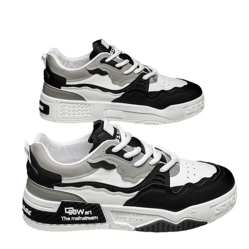 Internet Celebrity Men's Shoes for Spring New Versatile Thick-soled Casual Flat Shoes Non-slip Teenager Sports Trendy Shoes