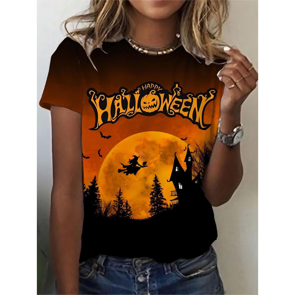 Stylish Comfortable Loose Round Neck Print Short Sleeve Daily T-Shirts Women’s