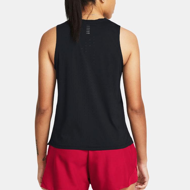 Under Armour Solid Logo Reverse Design Round Neck Vest Women Tops Black 1383363-001