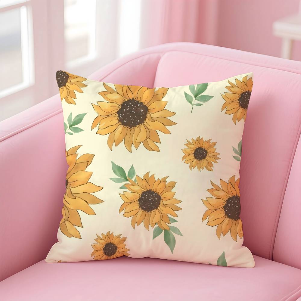 Sunflower Aesthetic Pillow Case Pattern Printing Pillowcase Living Room Sofa Cushion Cover Bedroom Room Decor