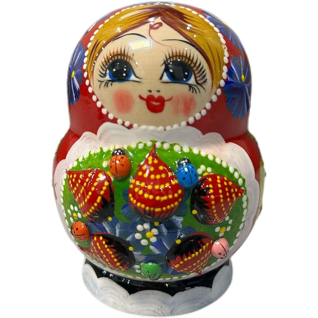 Russian Nesting Dolls Handmade Wooden Crafts Painted Toy 10 Layers Strawberry Linden Wood Children's Puzzle