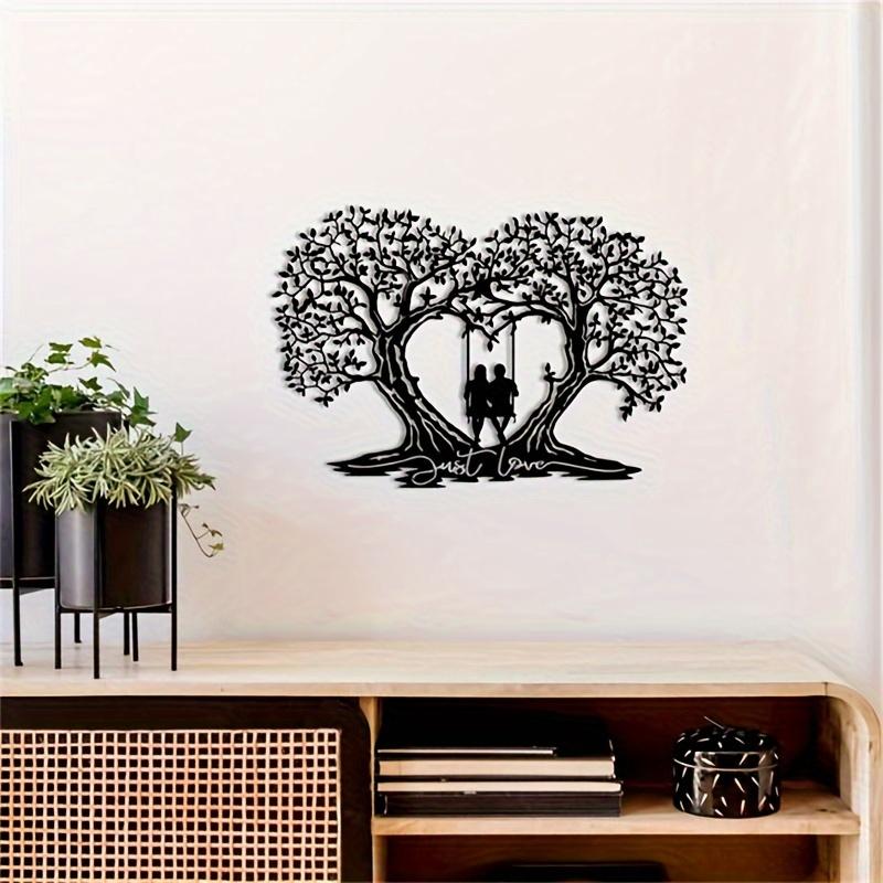 1pc Love Tree Metal Wall Art Silhouette Home Decor Sticker Painting Halloween Christmas New Year Gift