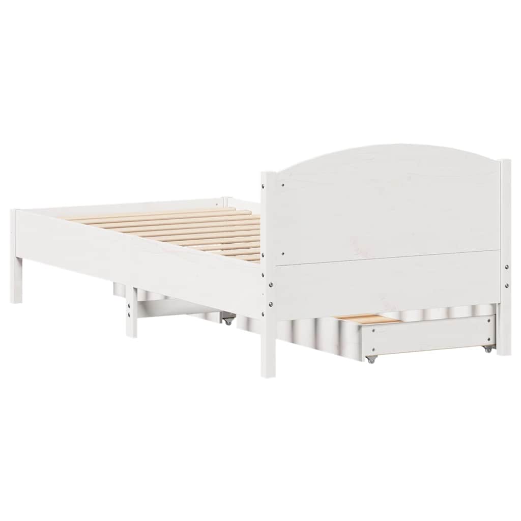 Solid Wood Bed without Mattress White 75x190 cm Pine Wood