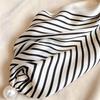 Popular Magnetic Buckle Pearl Necklace Silk Scarf Classic Striped Design Small Scarf Women's Protection Collar Anti-sun Thin Scarf