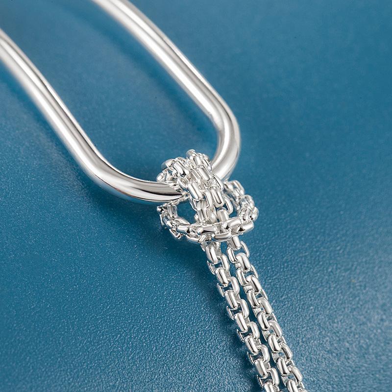 Double Layer Knot Bracelet Women Asymmetrical Chain Minimalist Style Handmade Jewelry