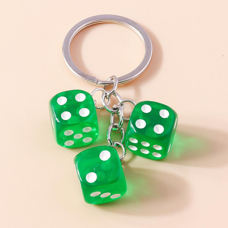Cuet Resin Geometric Dice Keychain Keyring Pendants for Women Men Car Key Holder Handbag Pendants Charms DIY Jewelry Gifts