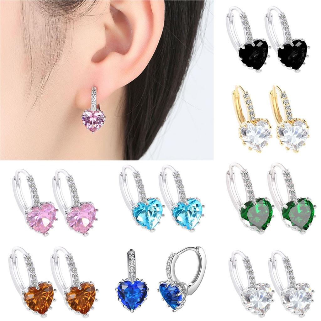 Ladies' Love Zircon Earrings