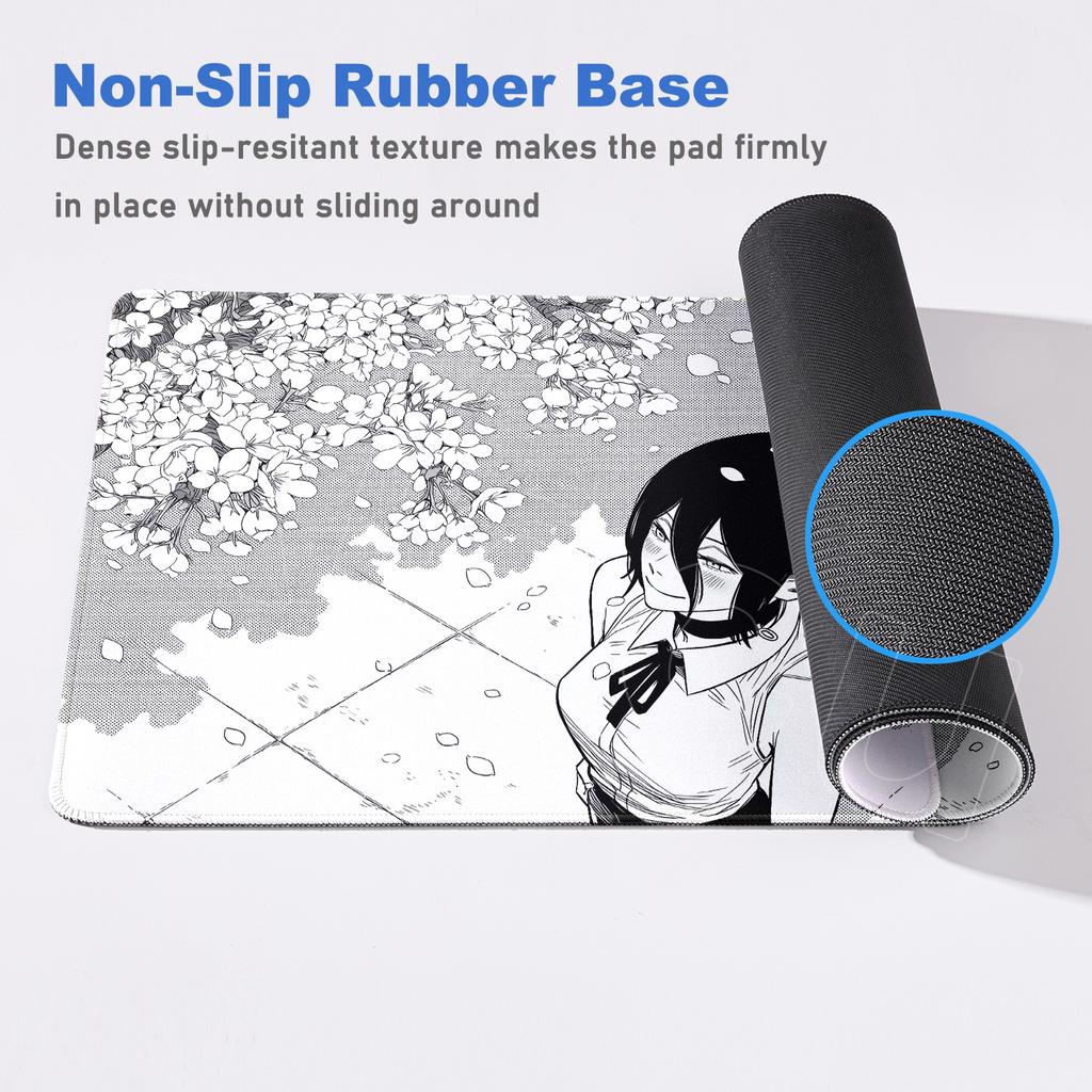 Large Writing Non-slip Office Student Gamer Mat Cute Reze And Flower Art Table Laptops C-Chainsaw Mans Thicken Durable Mouse Pad
