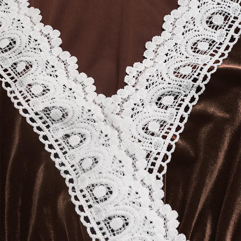 YYFS Damenmode Frühling Herbst Langarm V-Ausschnitt Hohe Taille Freizeitkleider