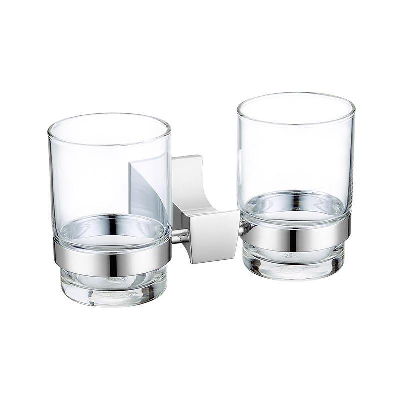 

Роскошный золотой двойной держатель для стакана, держатели для чашек и стаканов, черный хромированный держатель для зубных щеток, настенный, на винтах, аксессуары для ванной комнаты