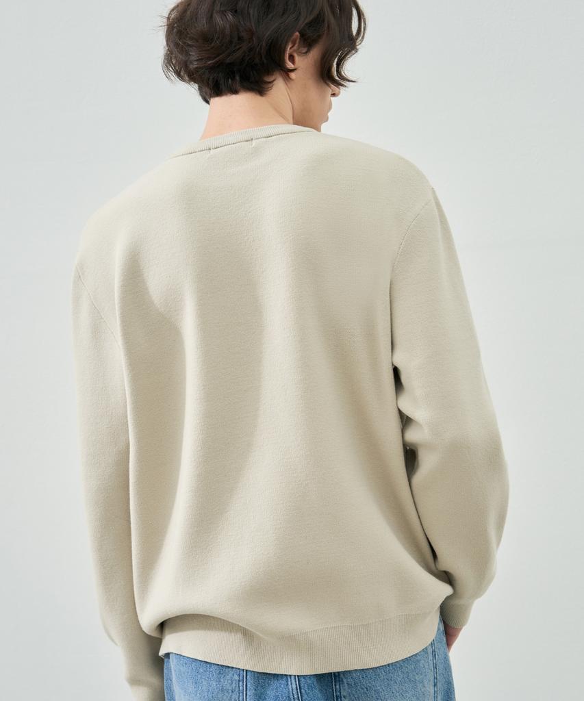 DRAW FIT Soft Essential Round Knit [Sand Beige]