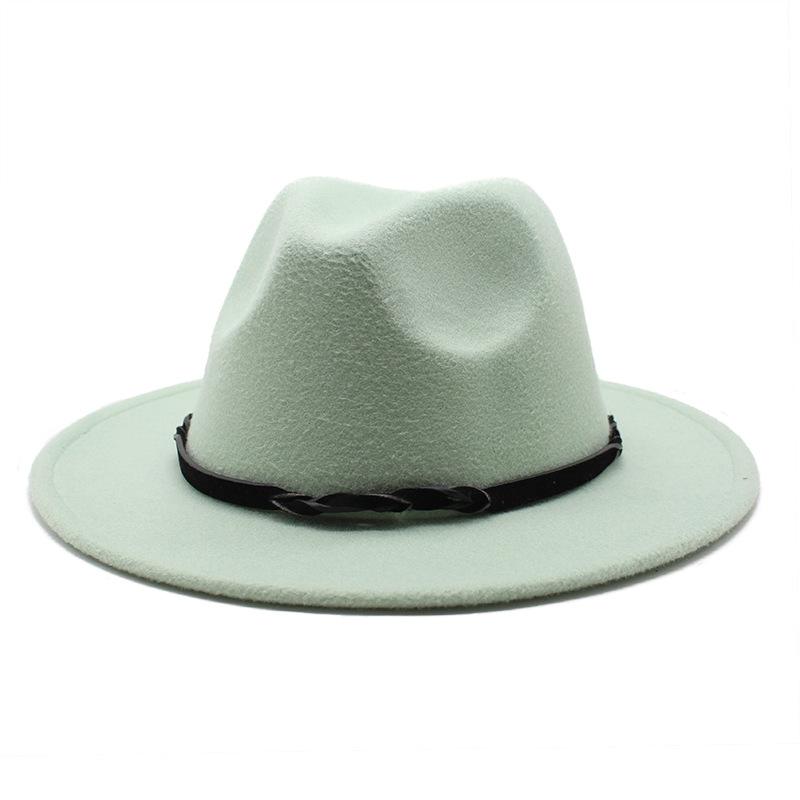 Seasonal Big Eaves Hat Flat Edge Top Hat Men'S And Women'S Woolen Jazz Hat Lmn172