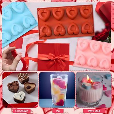 Heart Shape Silicone Mold Cake Soap Flexible Easy Release Candles Mold 8-Cavity Chocolate Baking Mold Kitchen Home Bakery