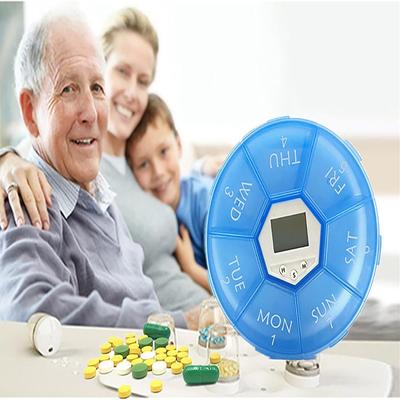 7-day Round Seven-cell Smart Electronic Pill Box Medication Reminder Portable Timer Pill Organizer Travel Pill Box