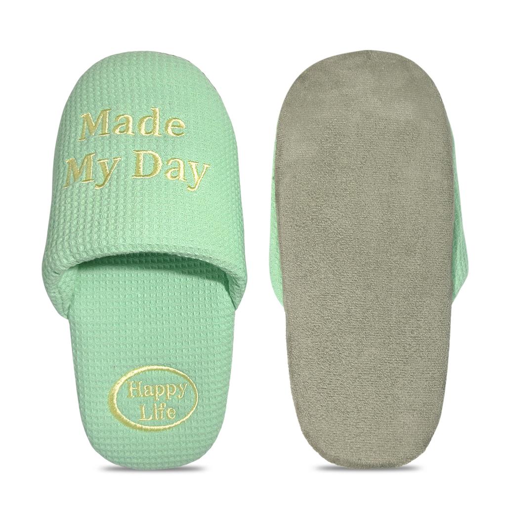 Fashion Made My Day Household Slippers Embroidered Cotton Slippers Quiet High Sense Spring and Summer Lightweight Couple Women's Flats