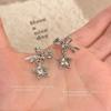 Korean Hot Style Diamond Star Bow Earrings with S925 Silver Needle