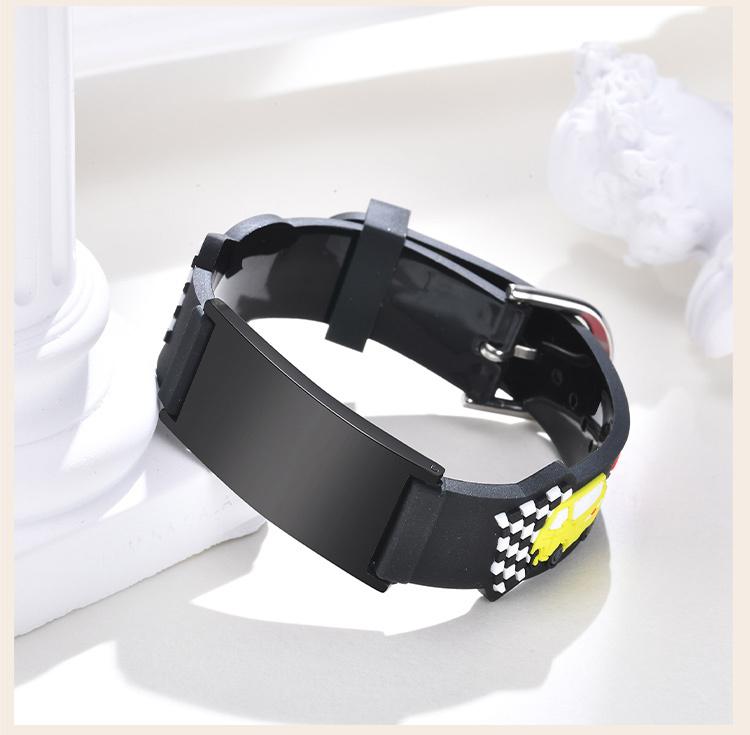 Personalized Kid Child Bracelet, Cartoon Car Silicone Chain Writhand Adjustable, Free Customzied Bracelets For Kids Girls Boys
