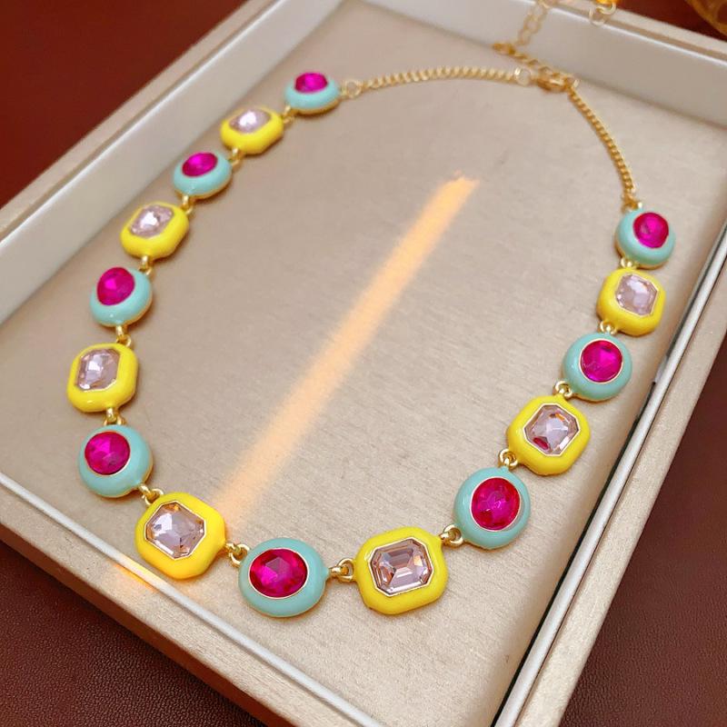 Винтажный набор ожерелий из стразов в стиле пэчворк - Ретро придворный стиль, ключичная бижутерия