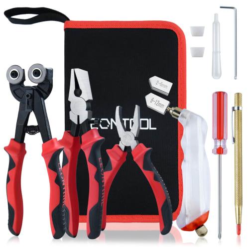 LEONTOOL 9-Piece Tile Nippers, Glass Tile Nippers, Glass Nibbling Pliers Set, Glass Lathe, Running Pliers, Tile Nippers, Mosaic Tile Cutting, Glass Cu