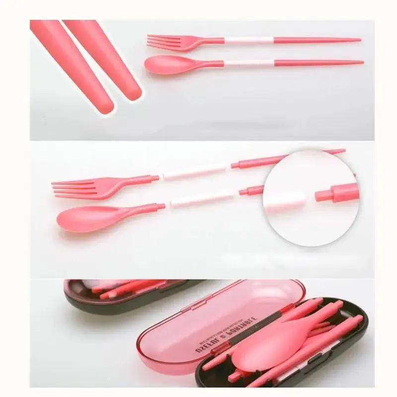 Neues 1 Set/Box Geschirr Faltbares Klappgabelset Besteckset Tragbares Geschirr Outdoor-Produkte Set aus Löffeln Gabel Essstäbchen