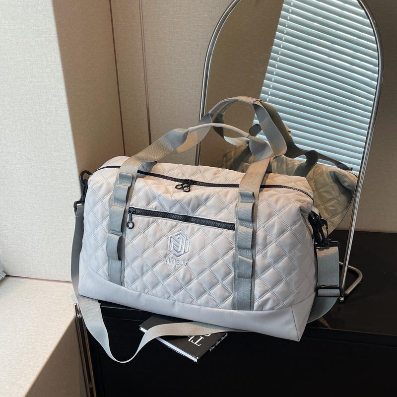 Rhombus Fitness Bag Portable Yoga Bag Women's Dry and Wet Separation Waterproof Large Capacity Luggage Bag Short-haul Travel Bag