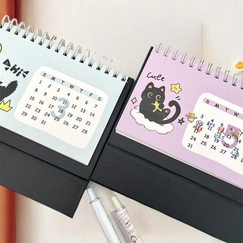 "2026 Portable Travel Calendars with Cute Cat Design; Year of the Horse Mini Desk Calendars Decorative Piece.