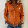 2025 Autumn New Brown Series European and American Style Suede Tassel Long Sleeve Cardigan Women's Jacket Cross-Border Women's Coat