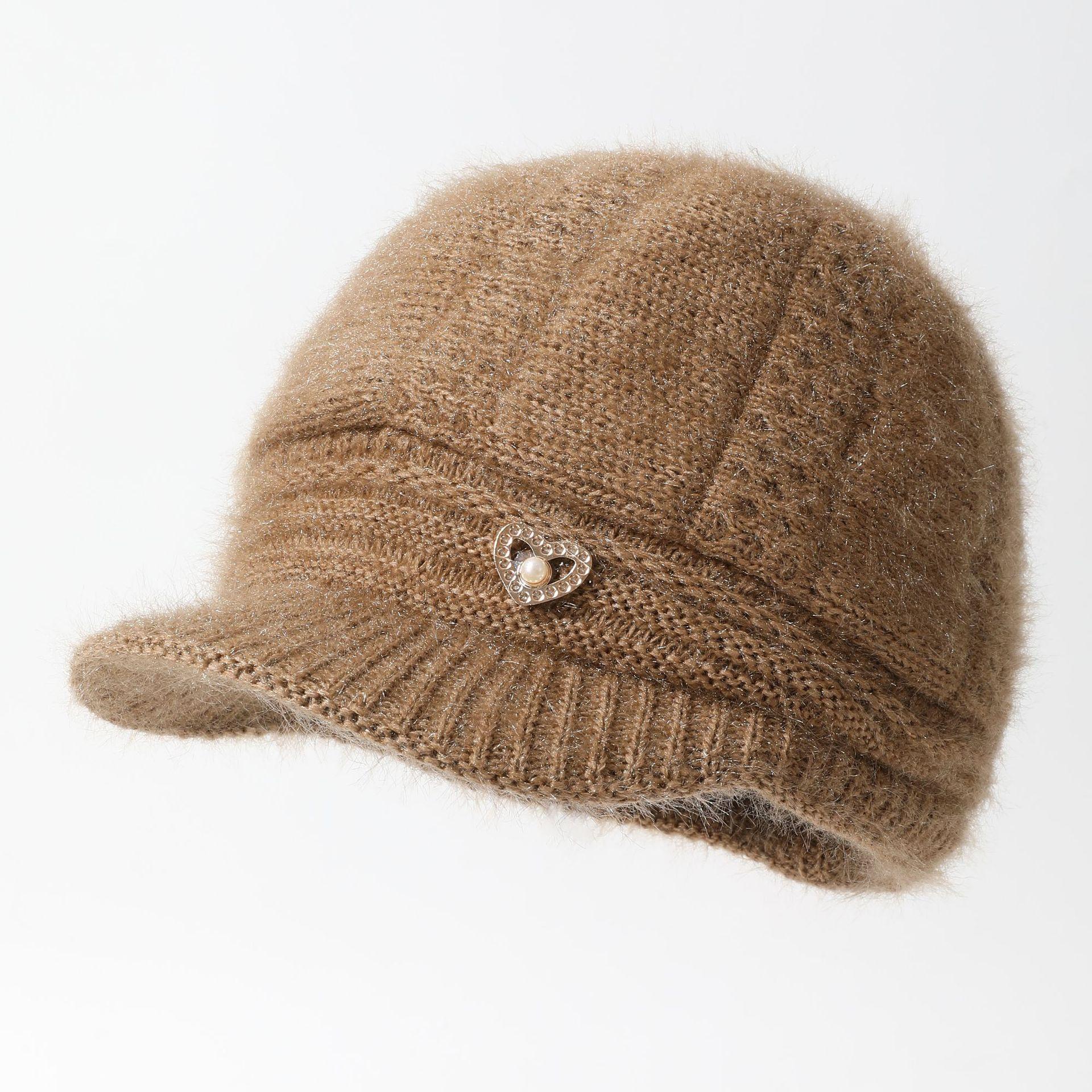 

Warm Furry Hat for Middle aged and Elderly Mothers Autumn and Winter Women s Versatile Fashion Old Lady Windproof Diamond Encrusted Hat One Size