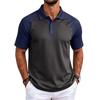 Men's Color Block Raglan Short Sleeve Shirt with Collar for Casual Daily Wear