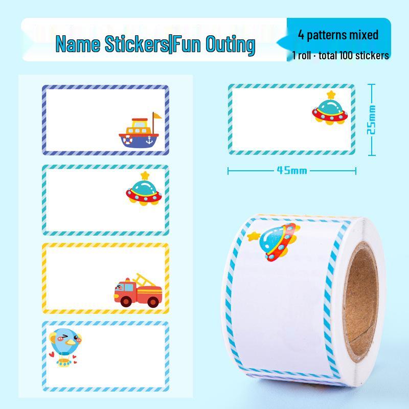 Waterproof Cartoon Name Stickers for Kids' Items - School Bag, Water Cup, and More 
