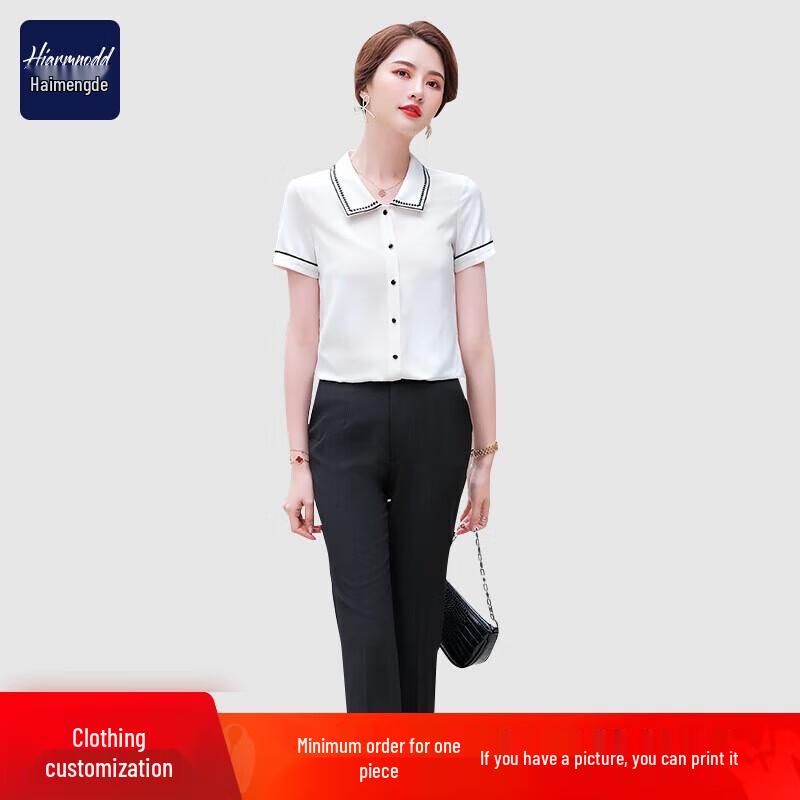 

Haimengde Women s Short Sleeve Business Casual Shirt M