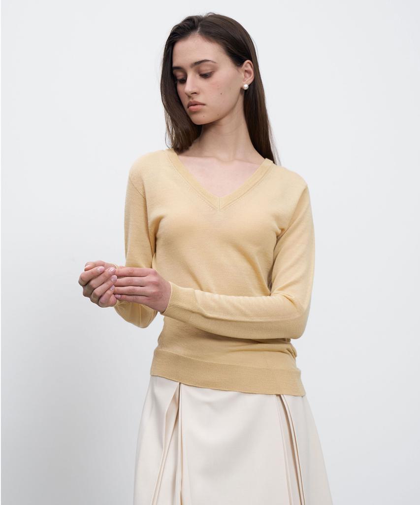 RENEJ V Neck Shirring Knit