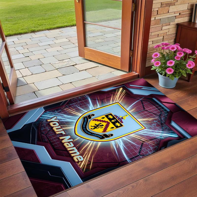 Crystal Velvet Rug Custom Name Text, Soft Non Slip Floor Mat Home DecorBurnley Football