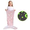 Glow In The Dark Modern Fleece Blanket For Kids With Cartoon Mermaid Stars And Sleepytime Warmth